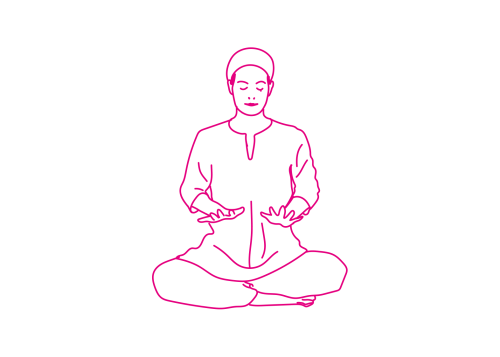 Круги руками перед грудью в Простой Позе 1