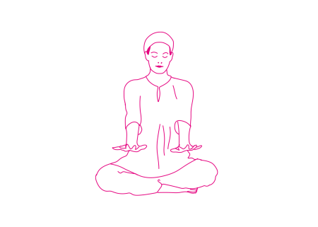 Круги руками перед грудью в Простой Позе 2