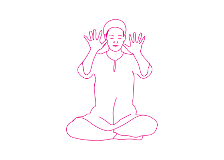 Круги руками перед грудью в Простой Позе 3