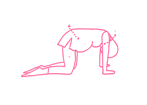 Повороты головы стоя на четвереньках (1-3 мин). Упражнение Кундалини Йоги картинка