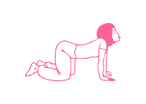 Поза Кошки с дыханием через рот с вытянутым языком (2 мин)